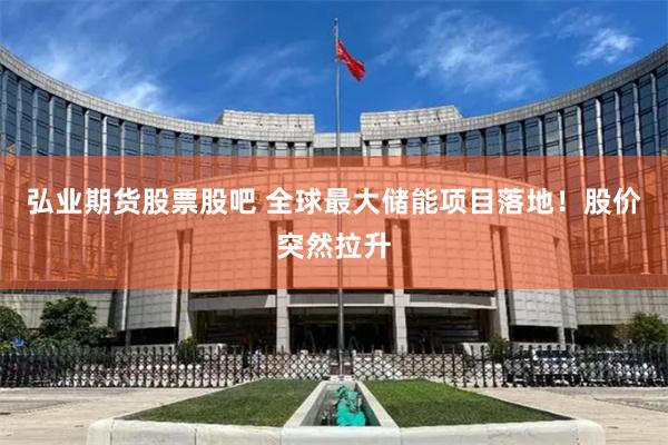 弘业期货股票股吧 全球最大储能项目落地！股价突然拉升