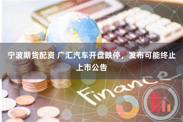 宁波期货配资 广汇汽车开盘跌停，发布可能终止上市公告