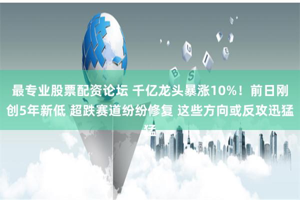 最专业股票配资论坛 千亿龙头暴涨10%！前日刚创5年新低 超跌赛道纷纷修复 这些方向或反攻迅猛