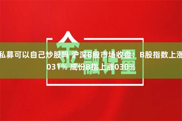 私募可以自己炒股吗 沪深B股市场收盘：B股指数上涨031% 成份B指上涨030%